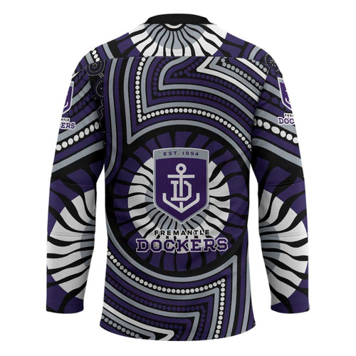 Fremantle Dockers Hockey Jersey Indigenous Monochrome Dot Art Mascot Style