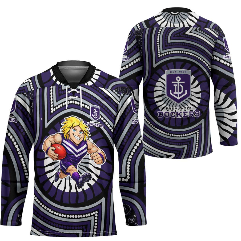 Fremantle Dockers Hockey Jersey Indigenous Monochrome Dot Art Mascot Style
