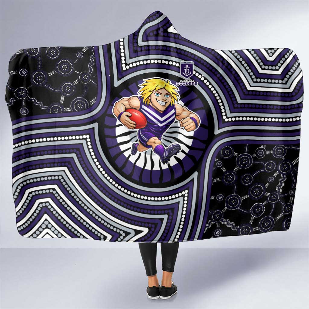 Fremantle Dockers Hooded Blanket Indigenous Monochrome Dot Art Mascot Style