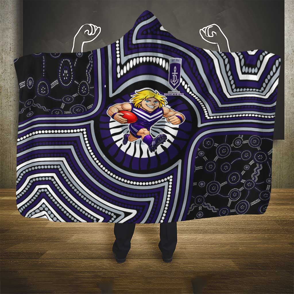 Fremantle Dockers Hooded Blanket Indigenous Monochrome Dot Art Mascot Style