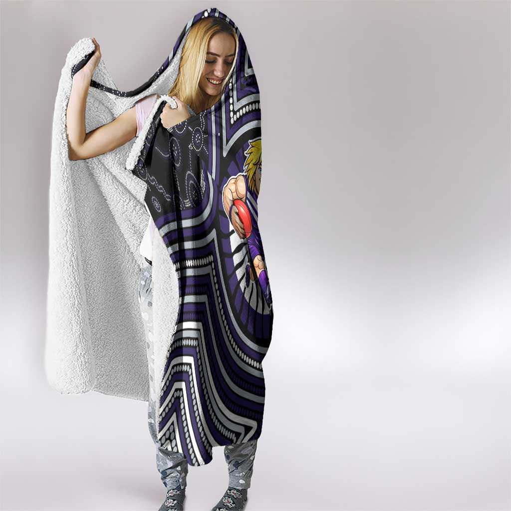Fremantle Dockers Hooded Blanket Indigenous Monochrome Dot Art Mascot Style
