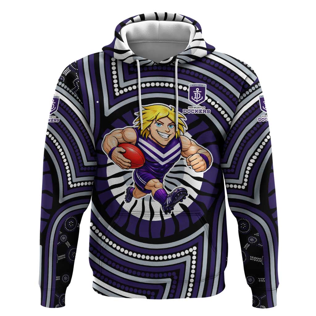 Fremantle Dockers Hoodie Indigenous Monochrome Dot Art Mascot Style