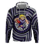 Fremantle Dockers Hoodie Indigenous Monochrome Dot Art Mascot Style