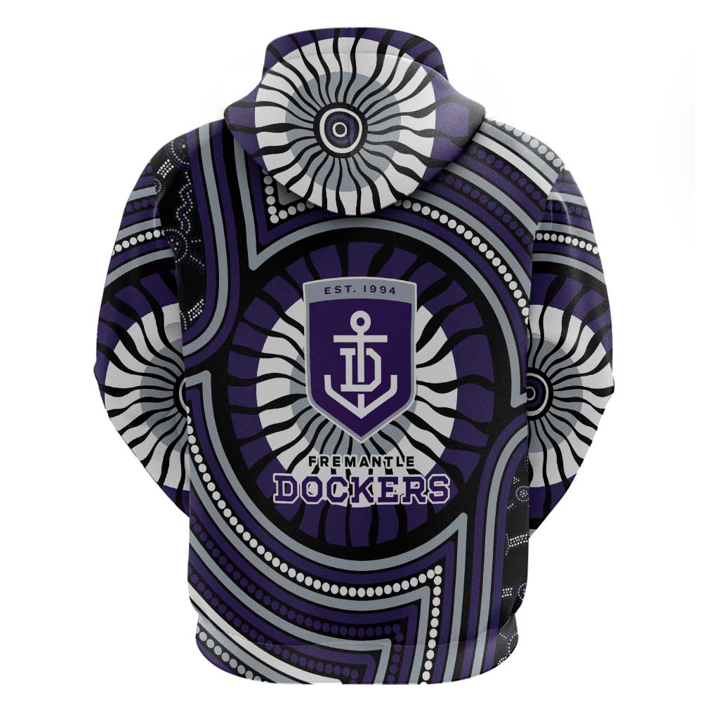 Fremantle Dockers Hoodie Indigenous Monochrome Dot Art Mascot Style