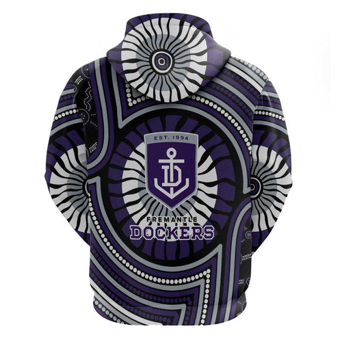 Fremantle Dockers Hoodie Indigenous Monochrome Dot Art Mascot Style