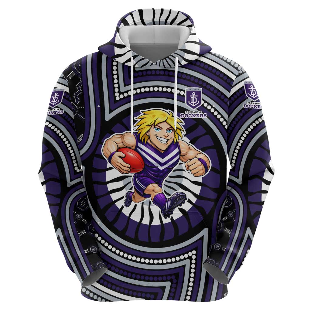 Fremantle Dockers Hoodie Indigenous Monochrome Dot Art Mascot Style