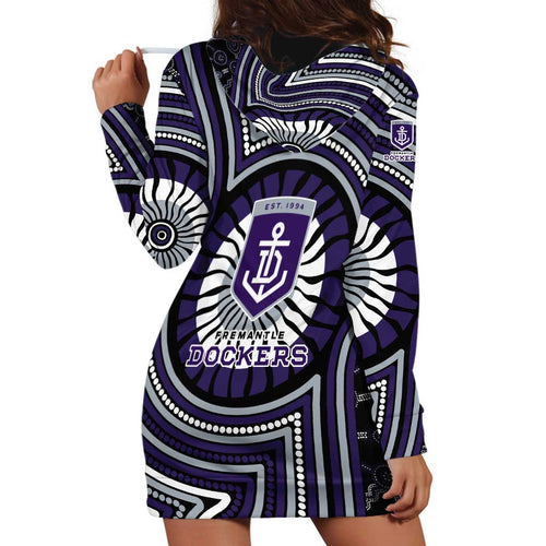 Fremantle Dockers Hoodie Dress Indigenous Monochrome Dot Art Mascot Style