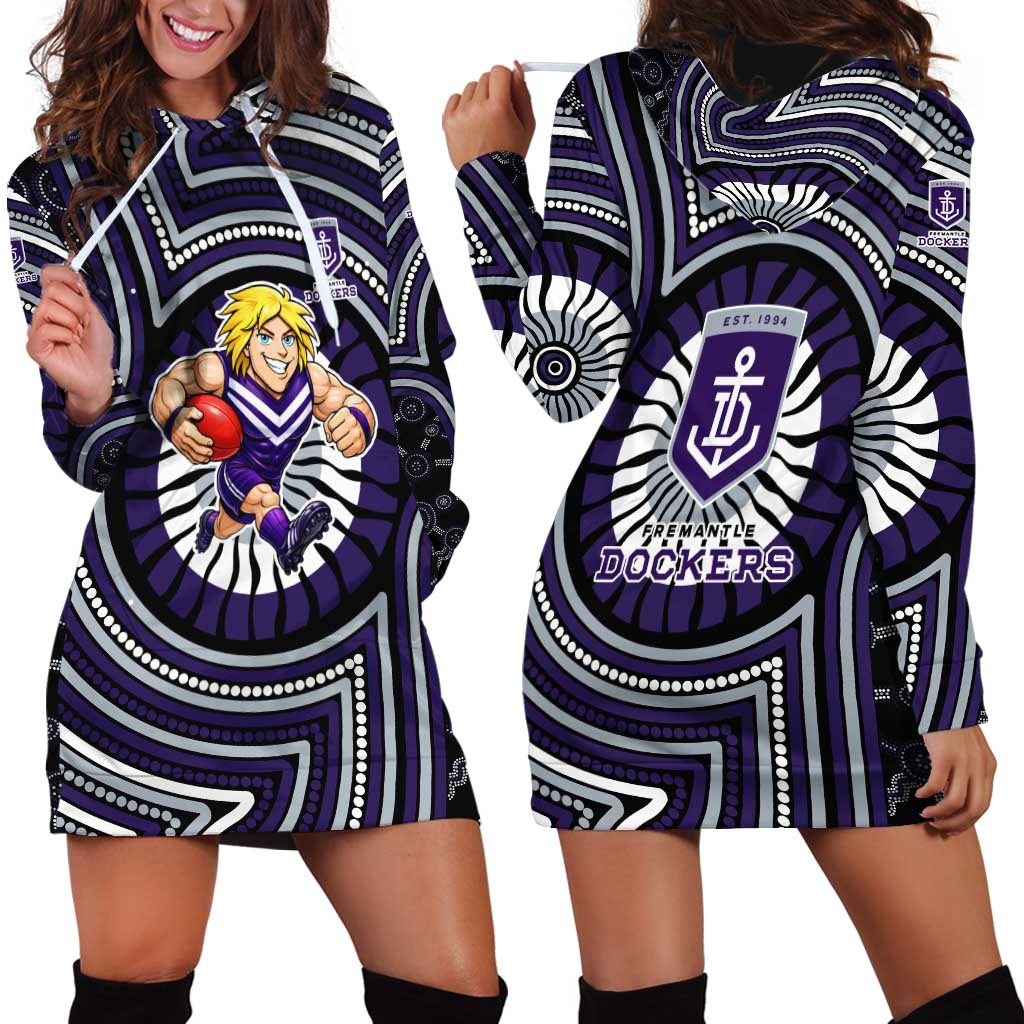Fremantle Dockers Hoodie Dress Indigenous Monochrome Dot Art Mascot Style