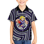 Fremantle Dockers Kid Hawaiian Shirt Indigenous Monochrome Dot Art Mascot Style