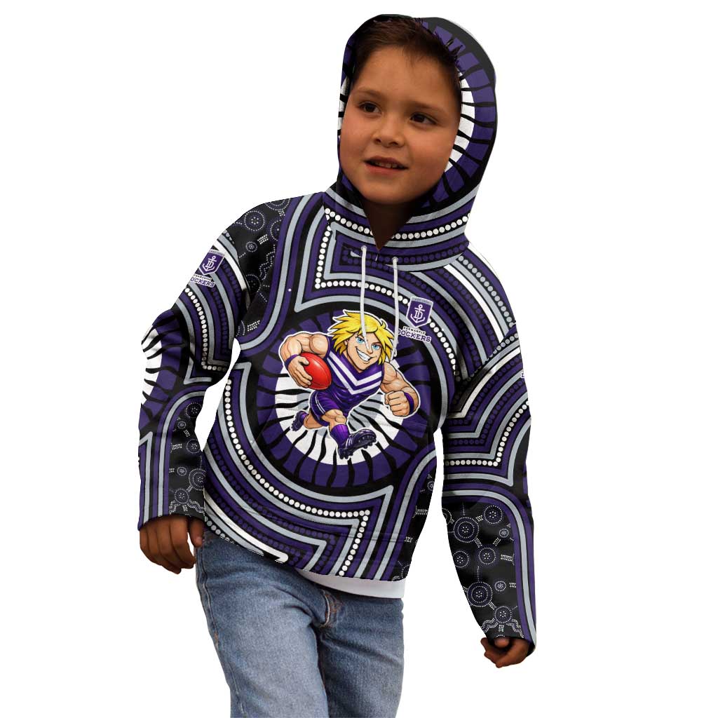 Fremantle Dockers Kid Hoodie Indigenous Monochrome Dot Art Mascot Style