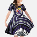 Fremantle Dockers Kid Short Sleeve Dress Indigenous Monochrome Dot Art Mascot Style