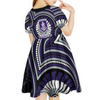 Fremantle Dockers Kid Short Sleeve Dress Indigenous Monochrome Dot Art Mascot Style