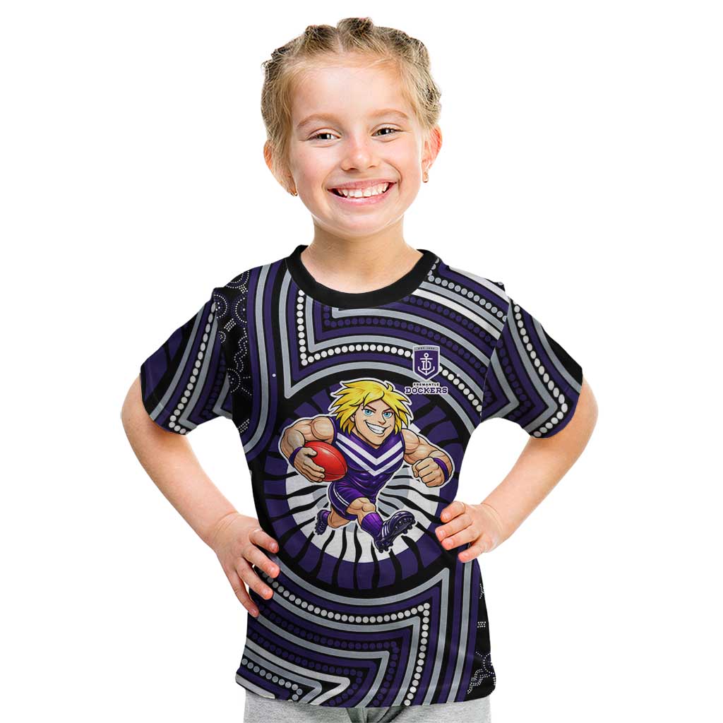 Fremantle Dockers Kid T Shirt Indigenous Monochrome Dot Art Mascot Style