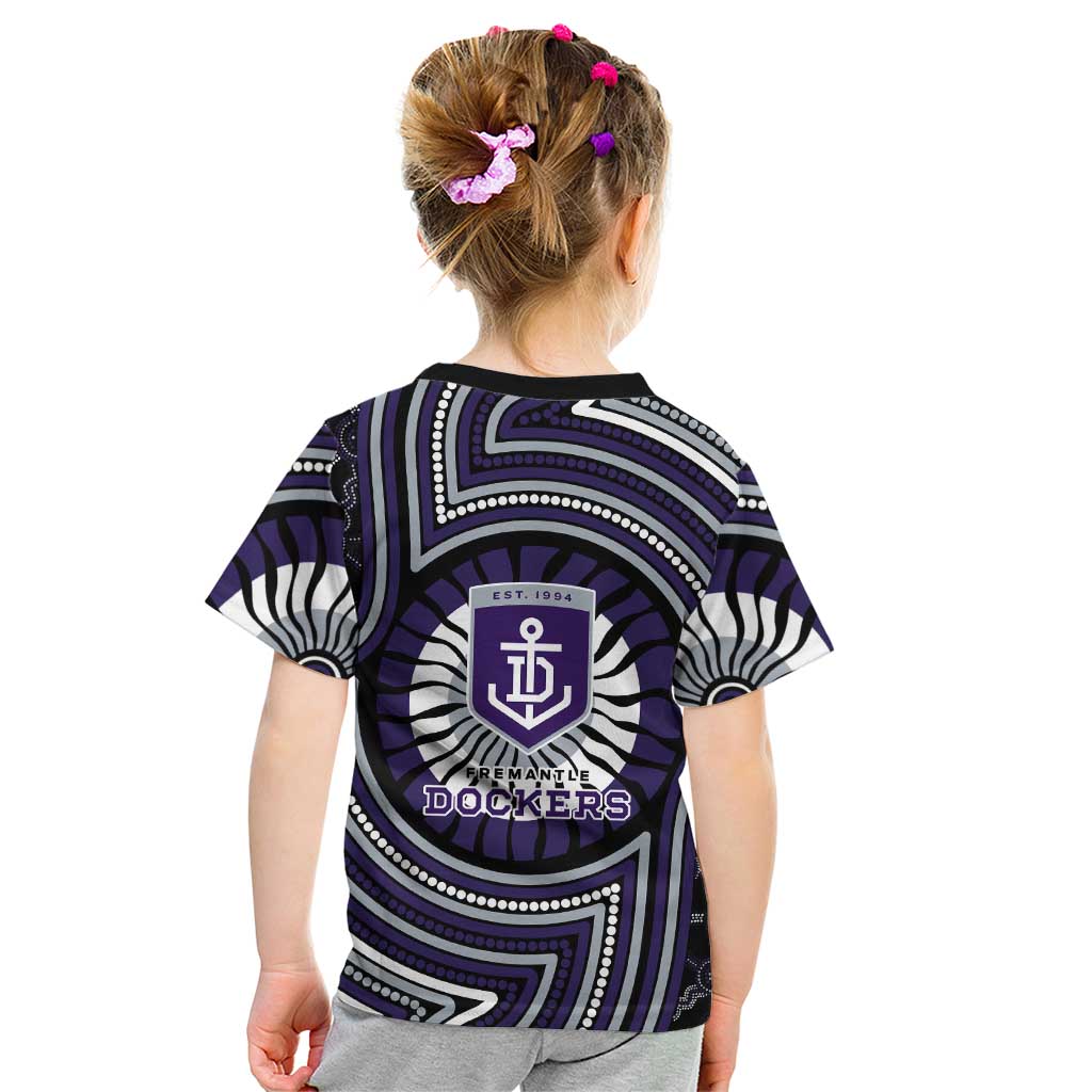 Fremantle Dockers Kid T Shirt Indigenous Monochrome Dot Art Mascot Style