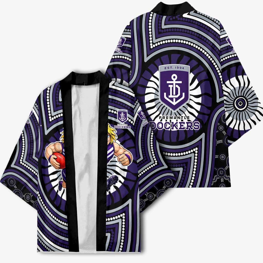 Fremantle Dockers Kimono Indigenous Monochrome Dot Art Mascot Style