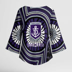 Fremantle Dockers Kimono Sleeve Blouse Indigenous Monochrome Dot Art Mascot Style