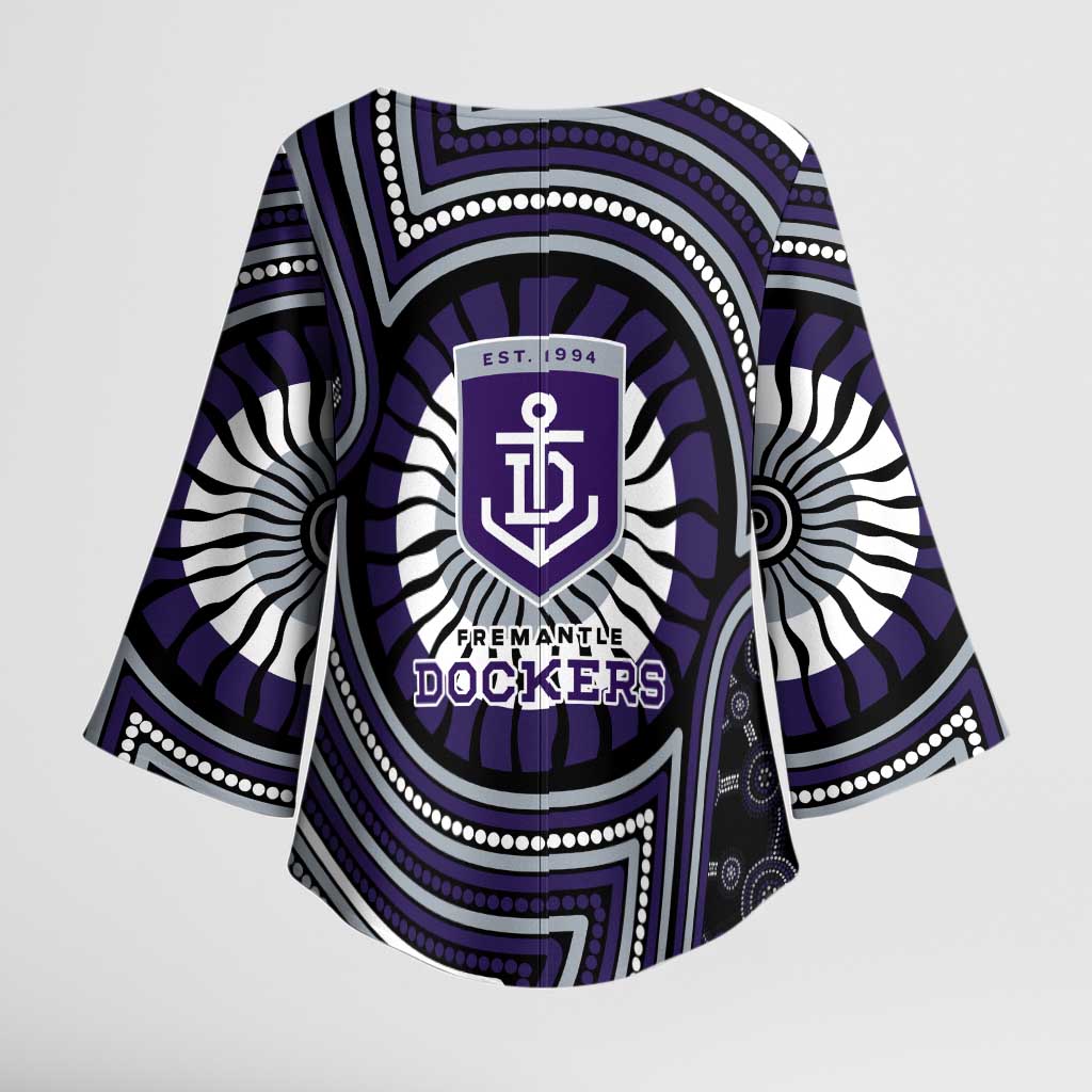 Fremantle Dockers Kimono Sleeve Blouse Indigenous Monochrome Dot Art Mascot Style