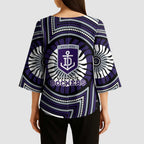 Fremantle Dockers Kimono Sleeve Blouse Indigenous Monochrome Dot Art Mascot Style