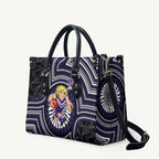 Fremantle Dockers Leather Bag Indigenous Monochrome Dot Art Mascot Style
