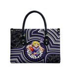 Fremantle Dockers Leather Bag Indigenous Monochrome Dot Art Mascot Style