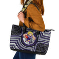 Fremantle Dockers Leather Tote Bag Indigenous Monochrome Dot Art Mascot Style