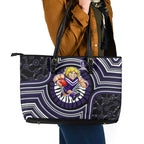 Fremantle Dockers Leather Tote Bag Indigenous Monochrome Dot Art Mascot Style