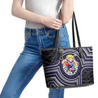 Fremantle Dockers Leather Tote Bag Indigenous Monochrome Dot Art Mascot Style