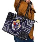 Fremantle Dockers Leather Tote Bag Indigenous Monochrome Dot Art Mascot Style