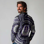 Fremantle Dockers Long Sleeve Polo Shirt Indigenous Monochrome Dot Art Mascot Style