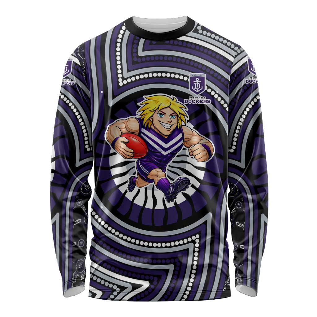 Fremantle Dockers Long Sleeve Shirt Indigenous Monochrome Dot Art Mascot Style