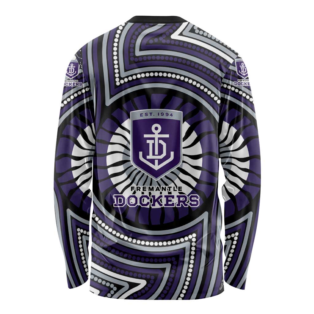 Fremantle Dockers Long Sleeve Shirt Indigenous Monochrome Dot Art Mascot Style