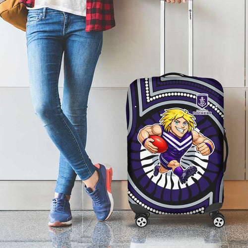 Fremantle Dockers Luggage Cover Indigenous Monochrome Dot Art Mascot Style