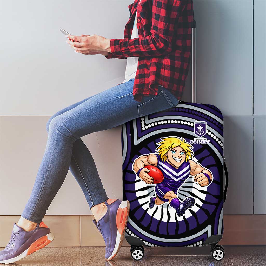 Fremantle Dockers Luggage Cover Indigenous Monochrome Dot Art Mascot Style