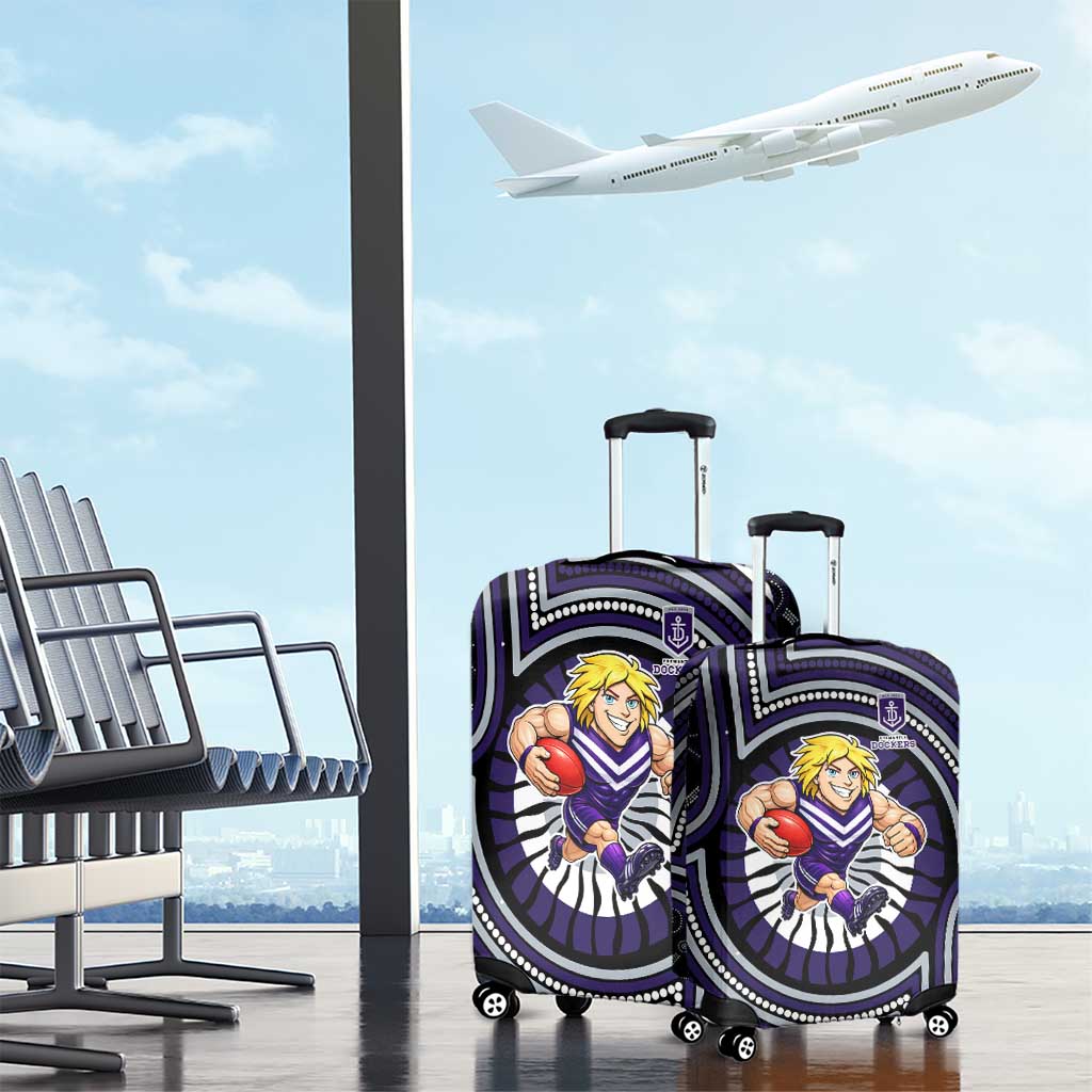 Fremantle Dockers Luggage Cover Indigenous Monochrome Dot Art Mascot Style