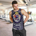 Fremantle Dockers Men Tank Top Indigenous Monochrome Dot Art Mascot Style