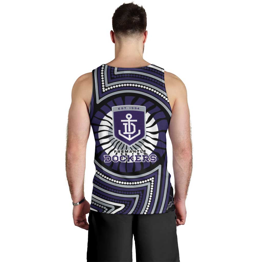 Fremantle Dockers Men Tank Top Indigenous Monochrome Dot Art Mascot Style