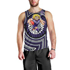 Fremantle Dockers Men Tank Top Indigenous Monochrome Dot Art Mascot Style