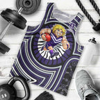 Fremantle Dockers Men Tank Top Indigenous Monochrome Dot Art Mascot Style