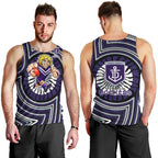 Fremantle Dockers Men Tank Top Indigenous Monochrome Dot Art Mascot Style