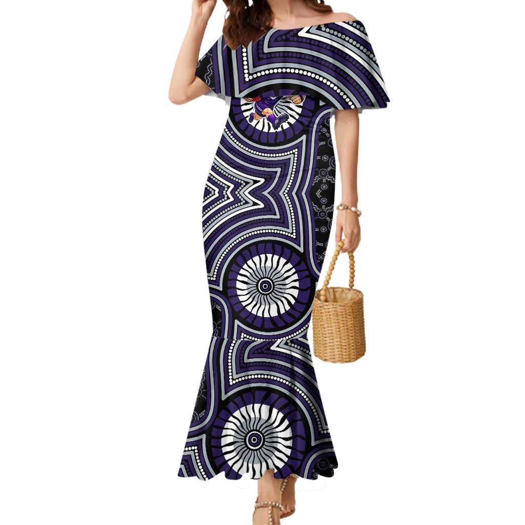 Fremantle Dockers Mermaid Dress Indigenous Monochrome Dot Art Mascot Style