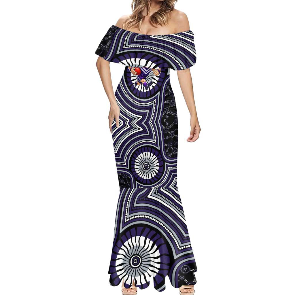 Fremantle Dockers Mermaid Dress Indigenous Monochrome Dot Art Mascot Style