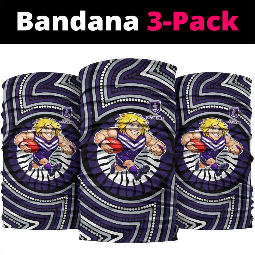 Fremantle Dockers Neck Gaiter Indigenous Monochrome Dot Art Mascot Style