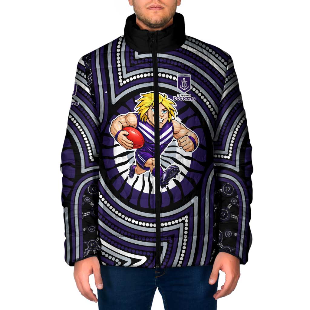 Fremantle Dockers Padded Jacket Indigenous Monochrome Dot Art Mascot Style
