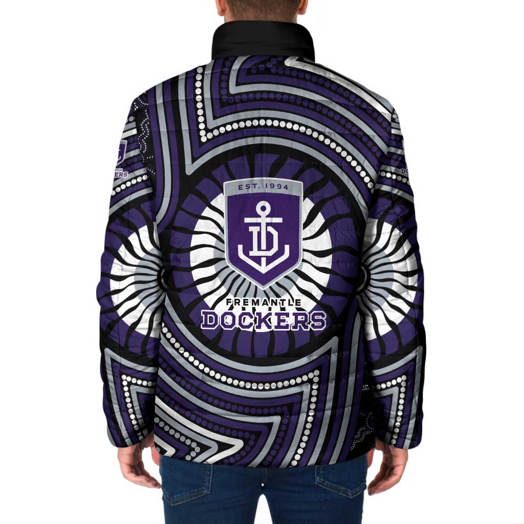 Fremantle Dockers Padded Jacket Indigenous Monochrome Dot Art Mascot Style