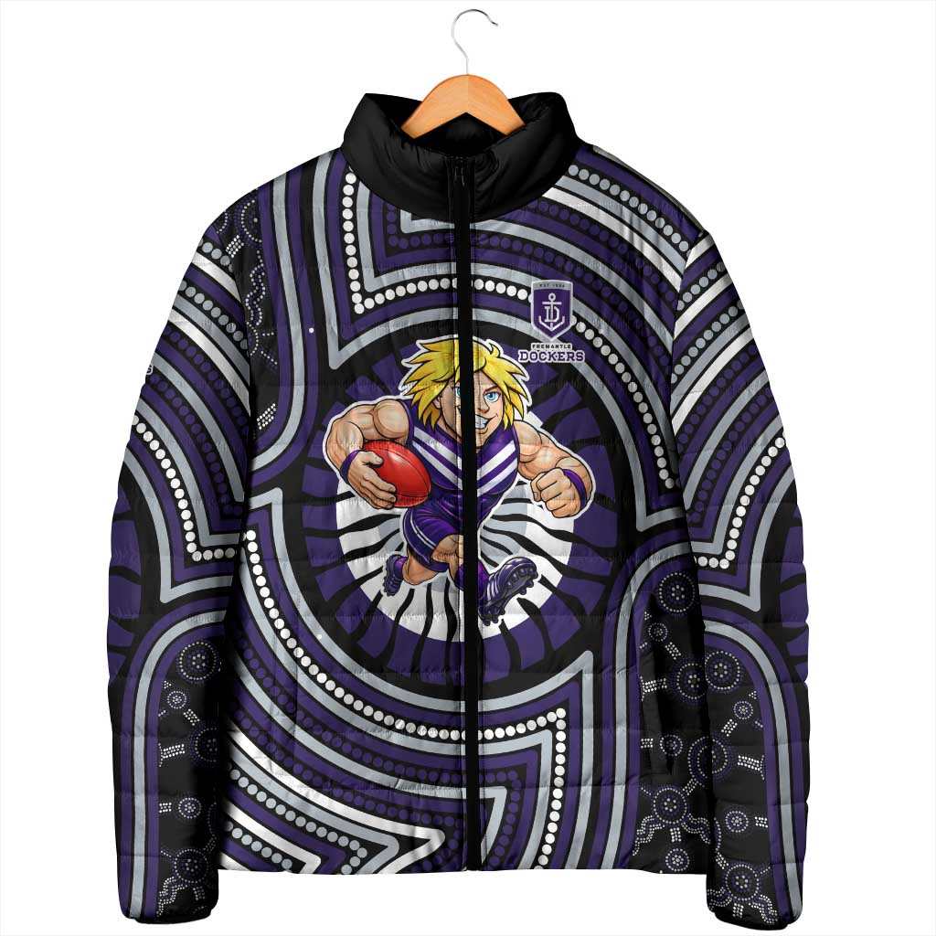 Fremantle Dockers Padded Jacket Indigenous Monochrome Dot Art Mascot Style
