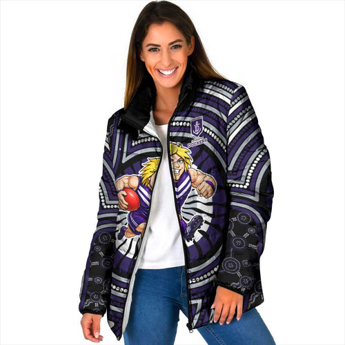Fremantle Dockers Padded Jacket Indigenous Monochrome Dot Art Mascot Style