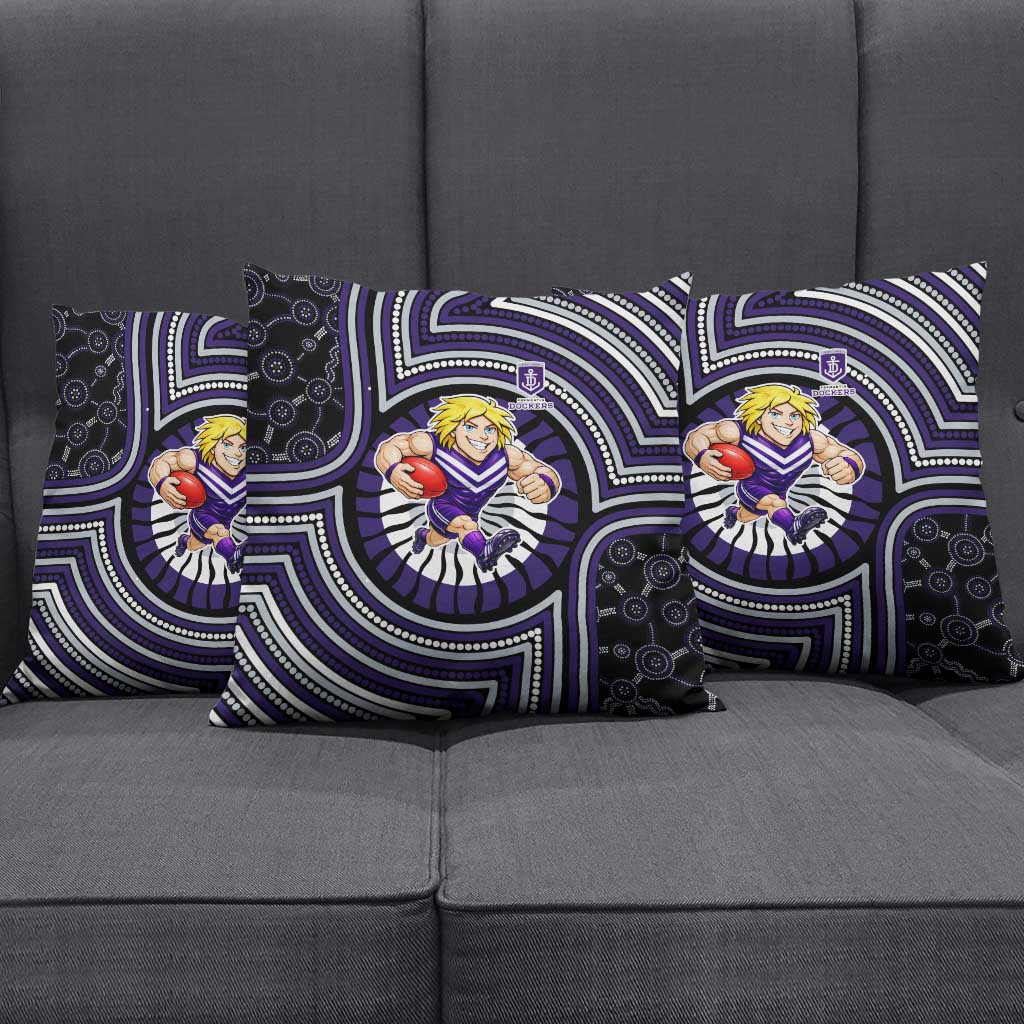 Fremantle Dockers Pillow Cover Indigenous Monochrome Dot Art Mascot Style