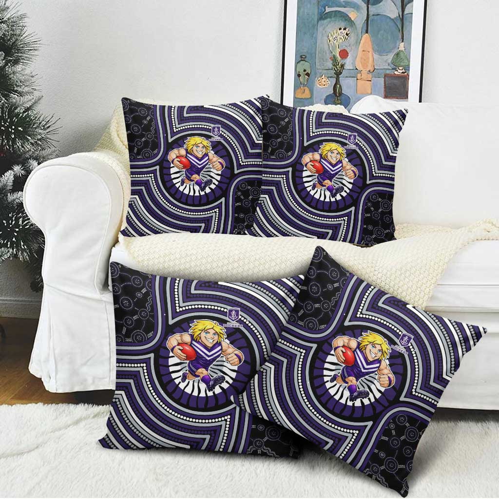 Fremantle Dockers Pillow Cover Indigenous Monochrome Dot Art Mascot Style