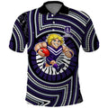 Fremantle Dockers Polo Shirt Indigenous Monochrome Dot Art Mascot Style