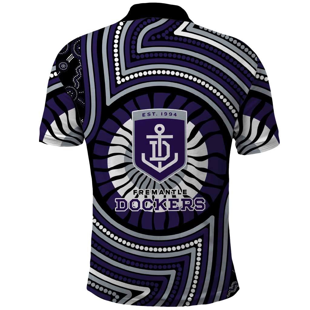 Fremantle Dockers Polo Shirt Indigenous Monochrome Dot Art Mascot Style